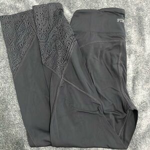 Victoria’s Secret pink sport grey leggings size small with a bottom lace detail